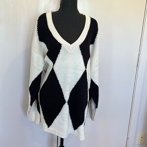 Eloquii Black and White Argyle Sweater NWT (Sold Out at Eloquii.com)